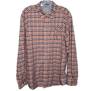 Tommy Bahama Long Sleeve Button Down Blue and Orange Shirt Size L